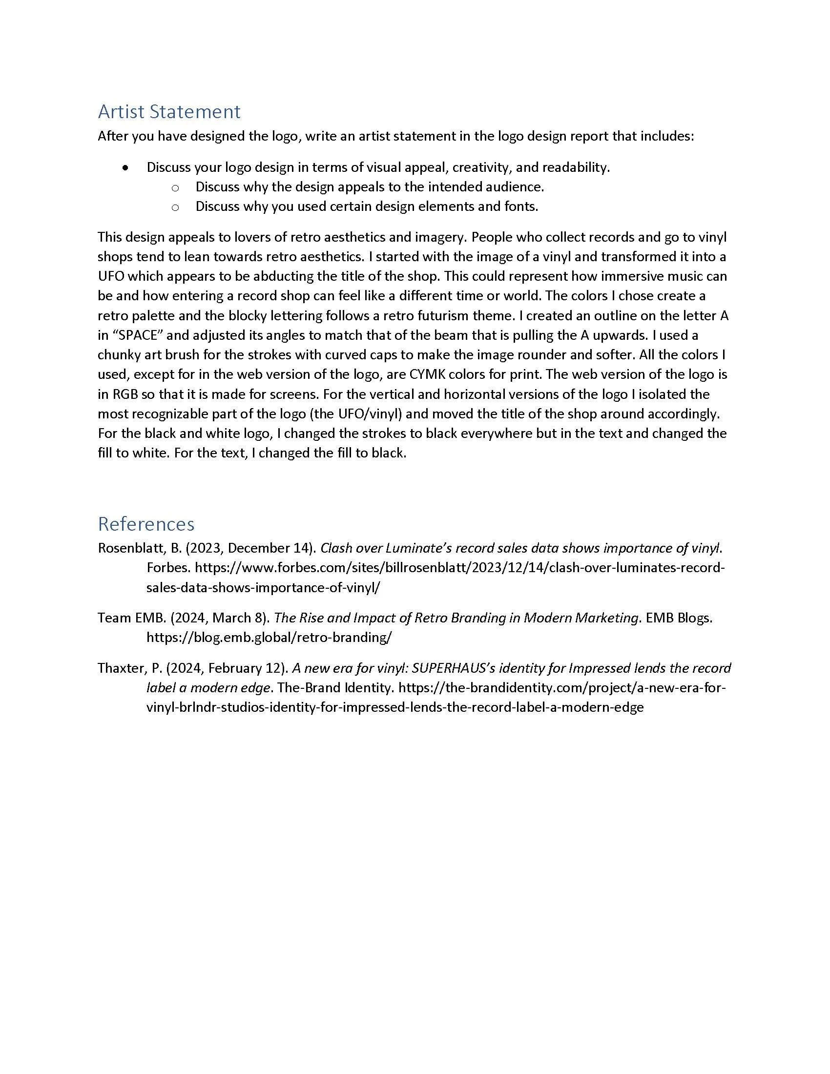 Page 3/3 of Ana Hand's logo design report