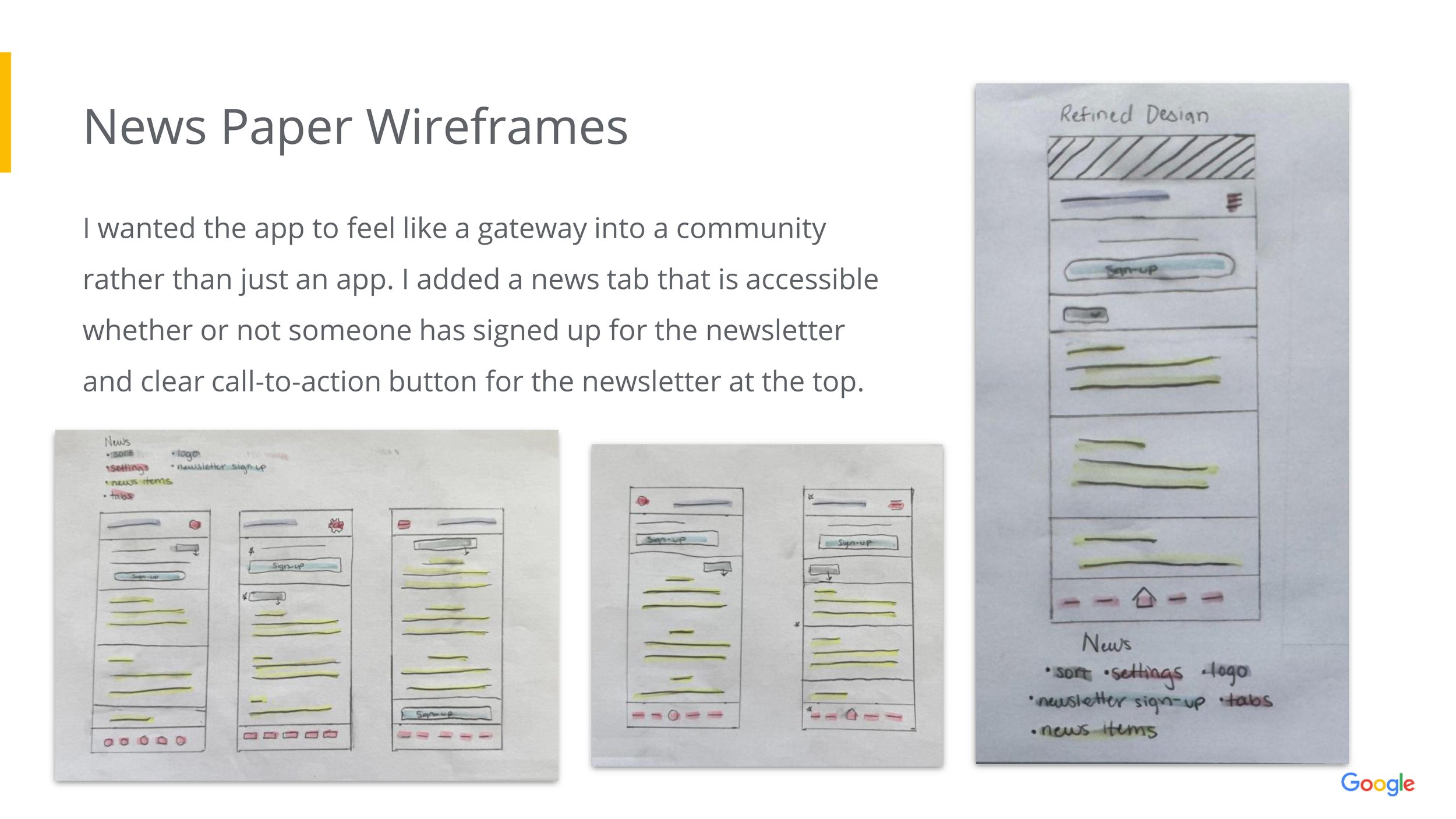 news paper wireframes (slide 23/43)