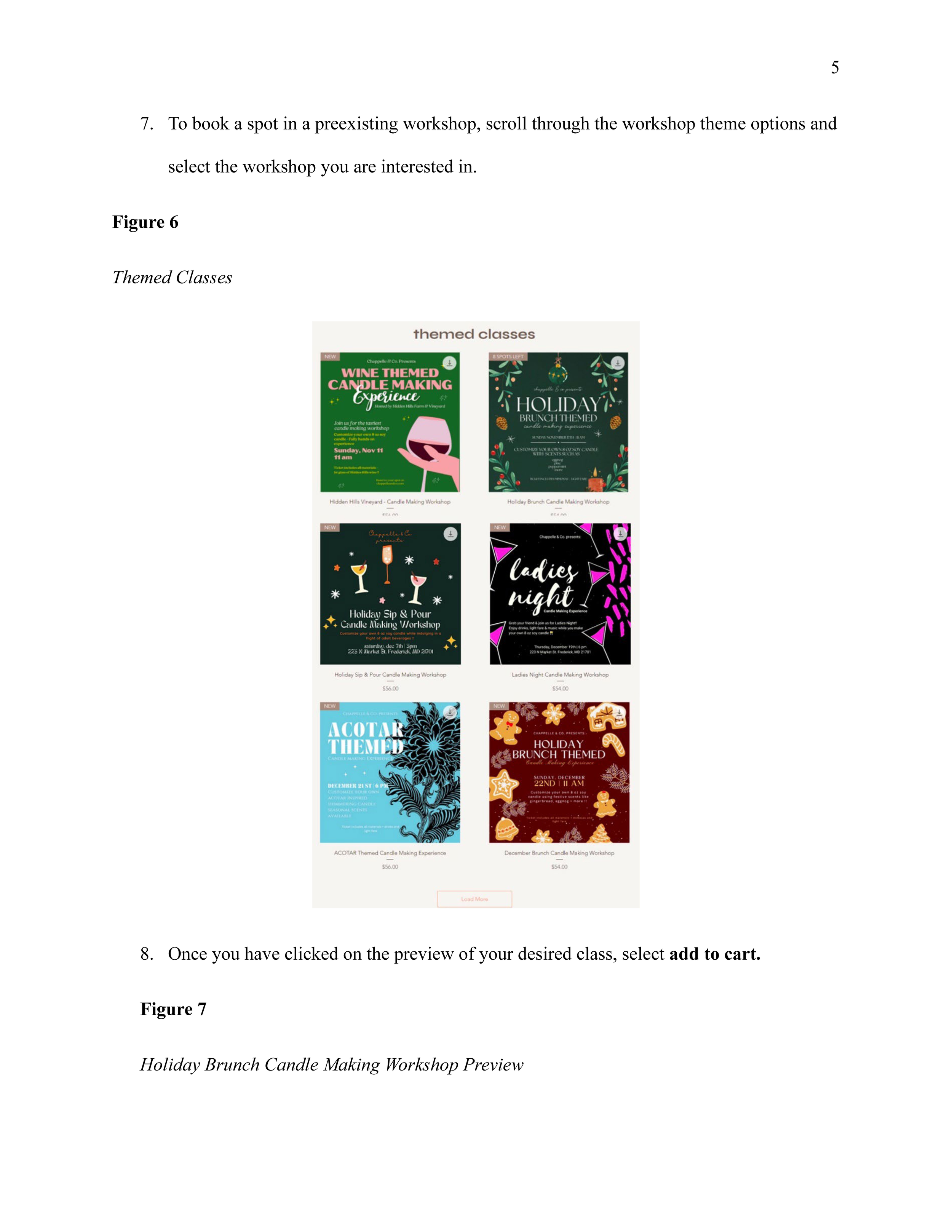 page 4/17 of an instructional guide for booking a candle making session at Chappelle and Co.