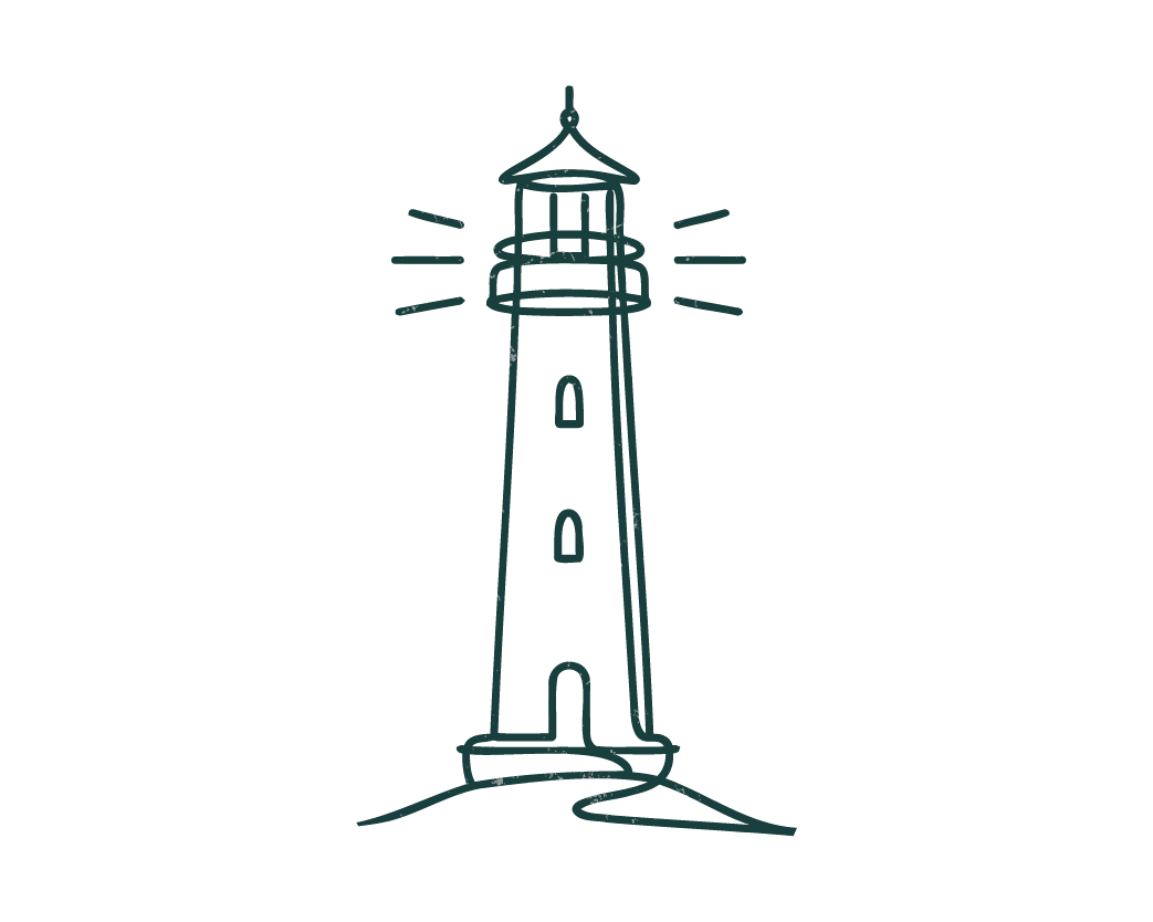 Illustration of a green lighthouse