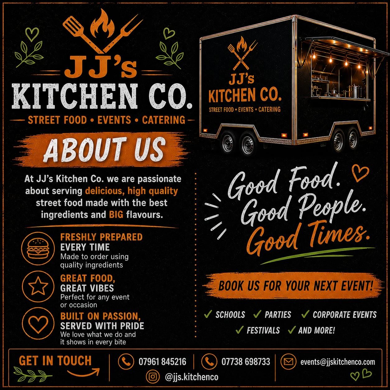 A little bit 'About Us' 🧡

At JJ&rsquo;s Kitchen Co., we&rsquo;re two couples navigating busy family life with our gorgeous children, while chasing a dream to build something a little different from our normal day-to-day jobs.

What started as a pas