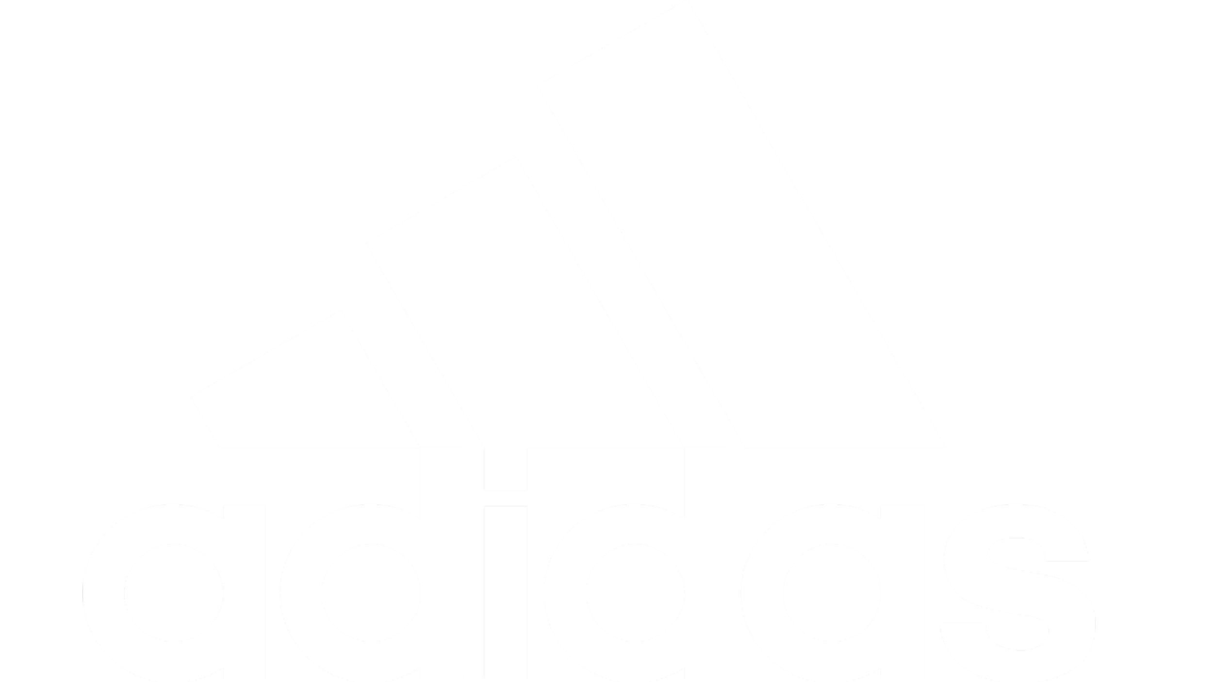 Logotipo de Adidas en color blanco sobre fondo negro.