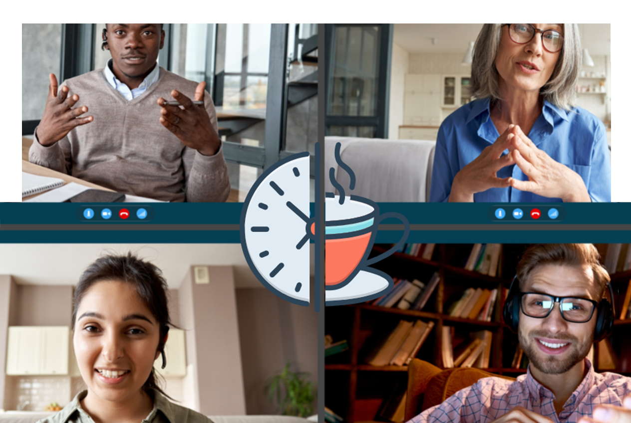 Virtual coffee meeting online with four people image