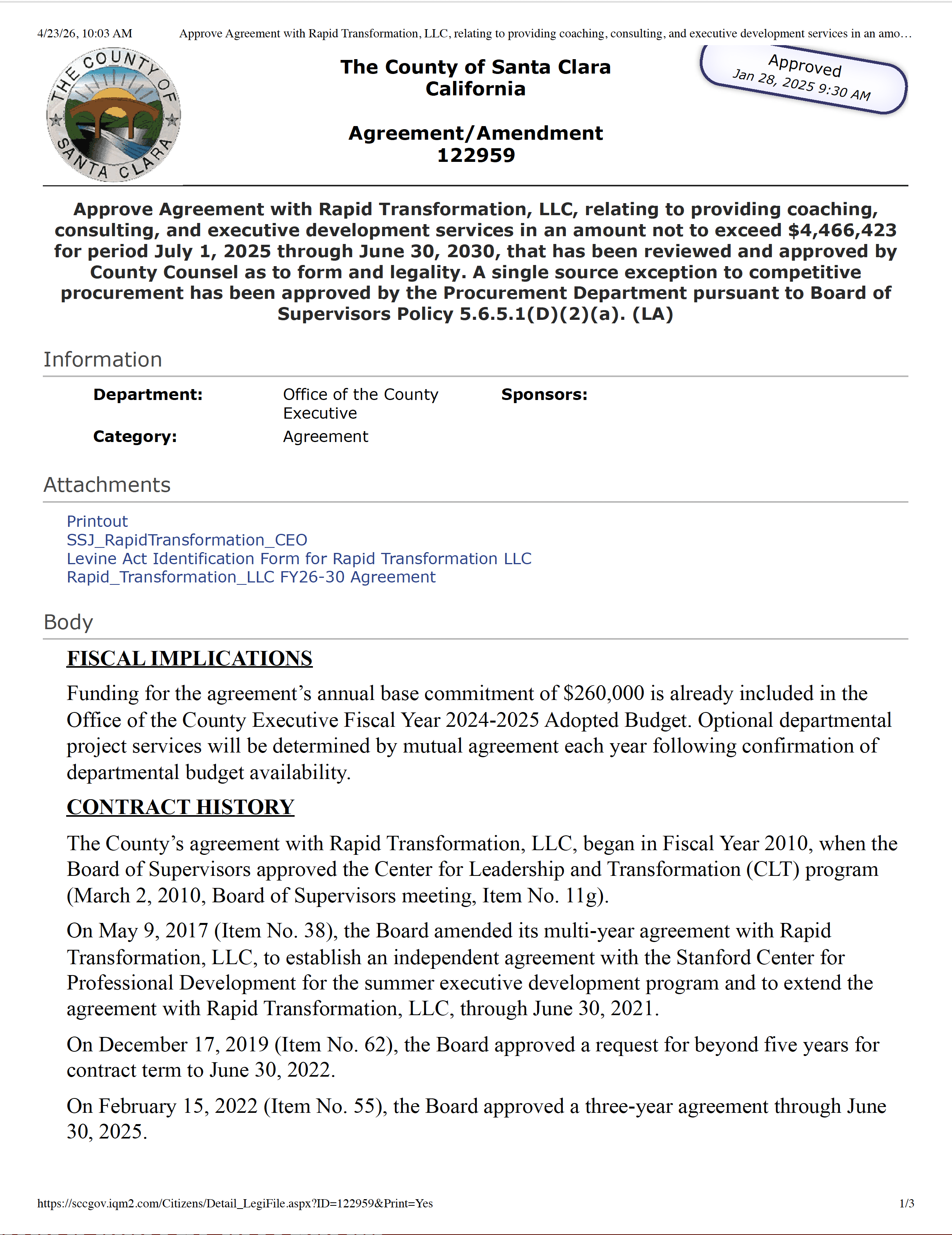 Santa clara county agreement image