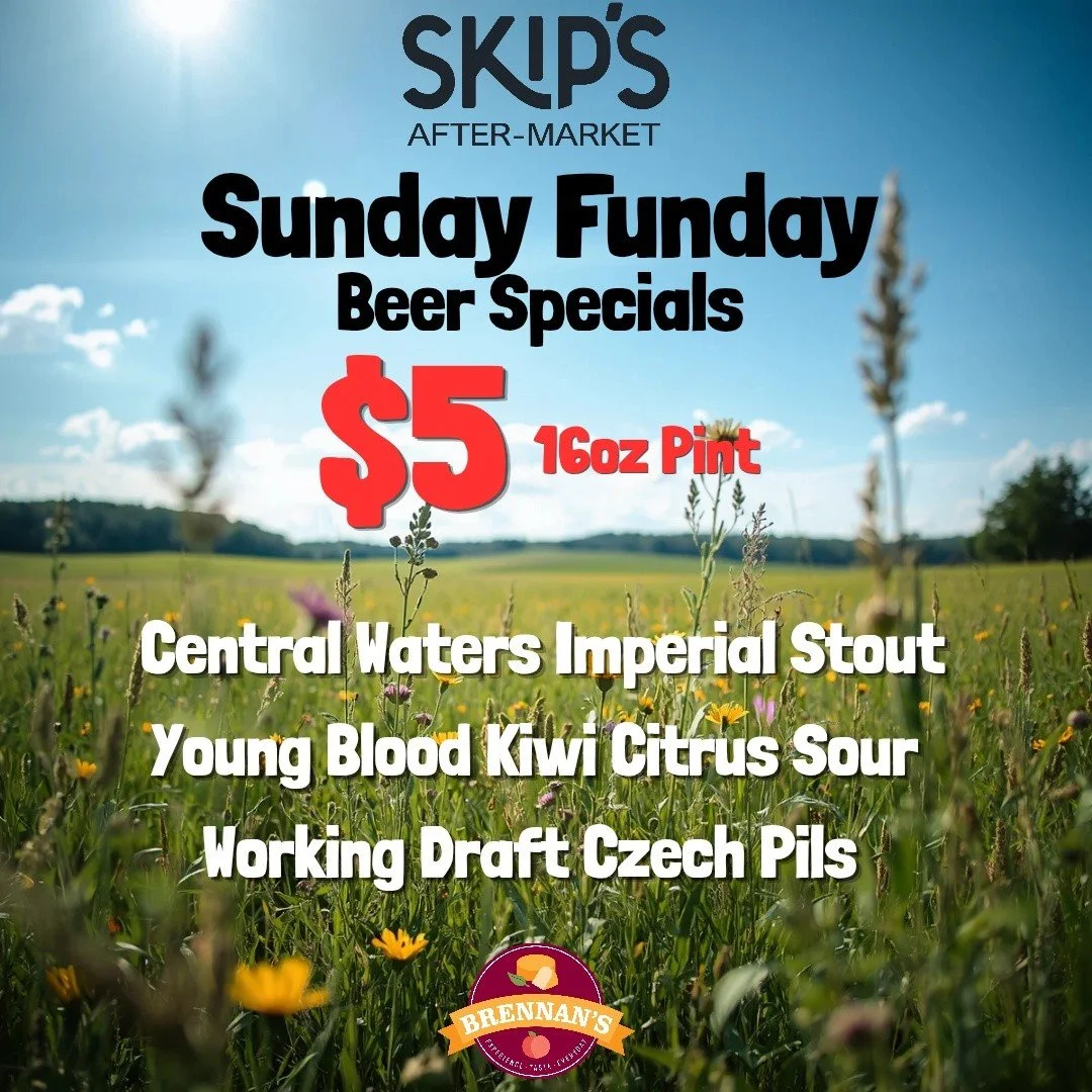 Come on in for some great draft beers on special! 

Central Waters Imperial Stout

Young Blood Kiwi Citrus Sour

Working Draft Czech Style Lager 

#DrinkLocal #WiCraftBeer