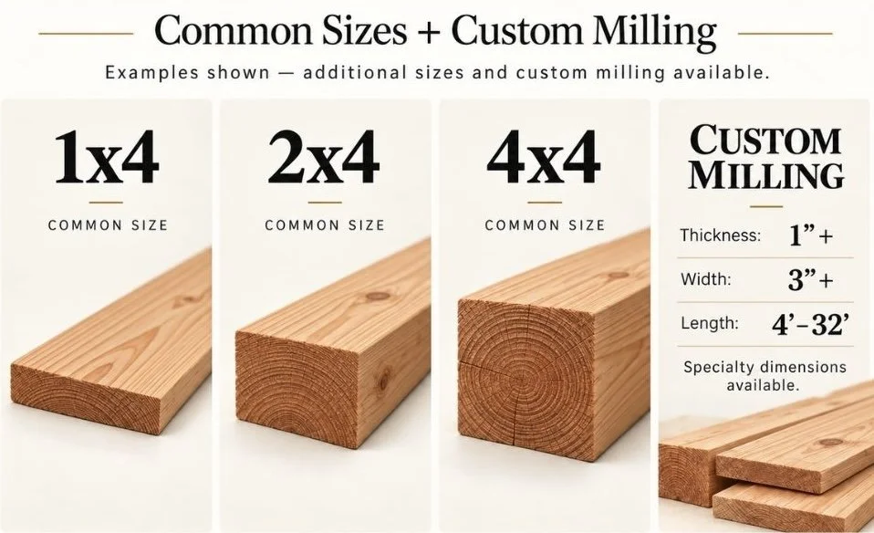 Douglas Fir 1x4, 2x4, 4x4 custom milling sizes sawmill Port Alberni Vancouver BC great central timber milling