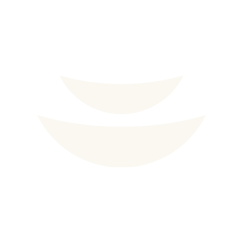 Black background with two white semicircles, resembling a stylized face or logo.