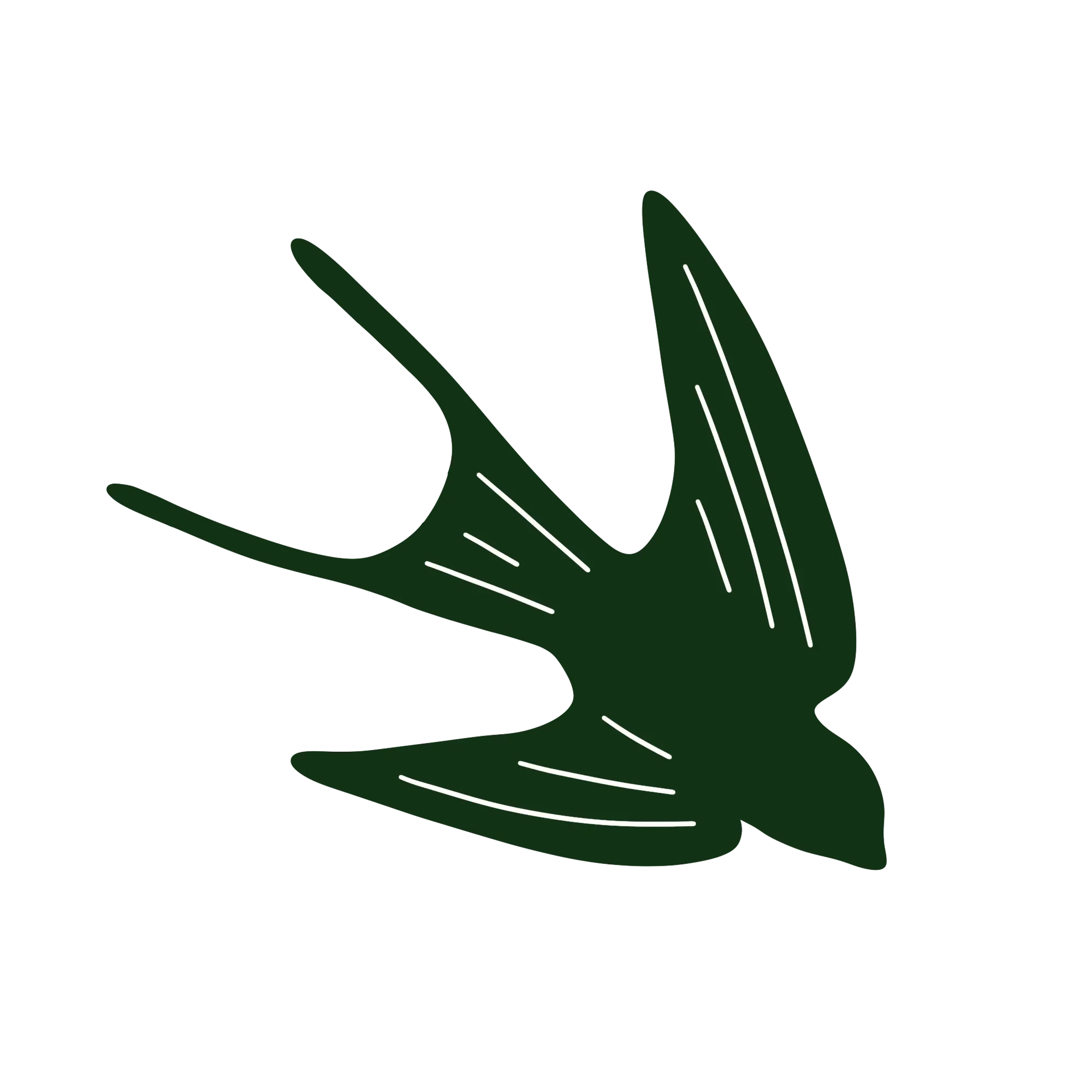 Hand-drawn swallow in flight