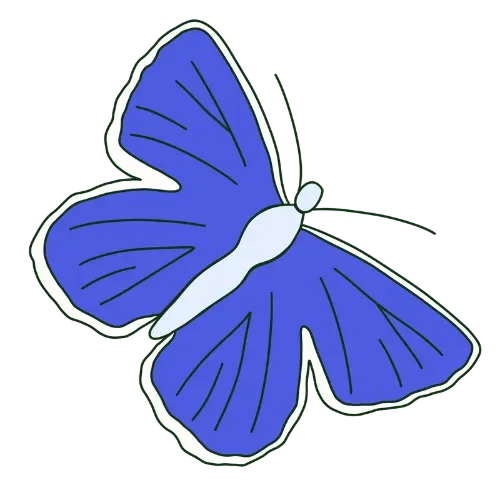Hand-drawn Holly Blue butterfly in flight