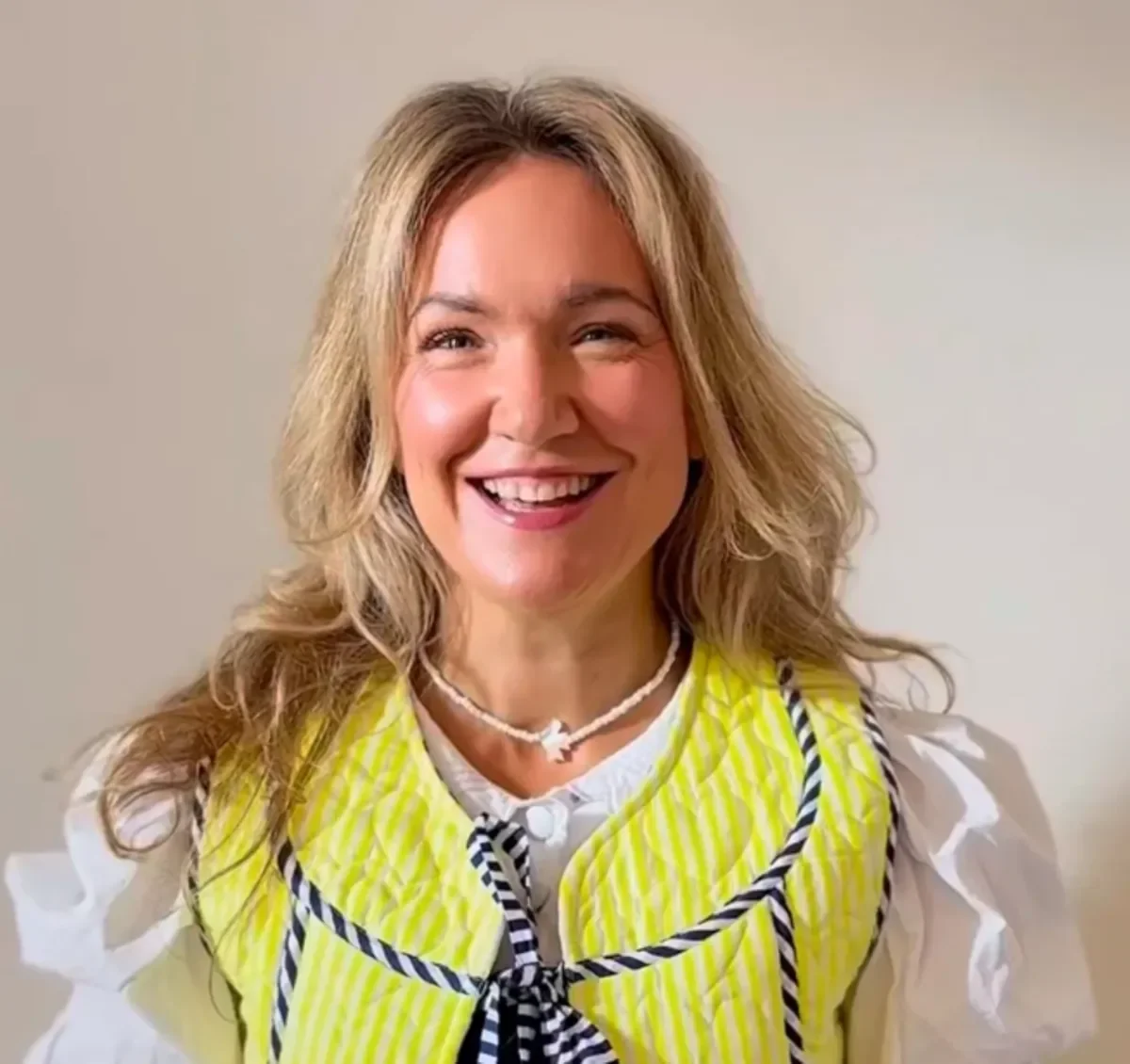 Sarah Dixon-Dale, Bombaby founder in neon waistcoat