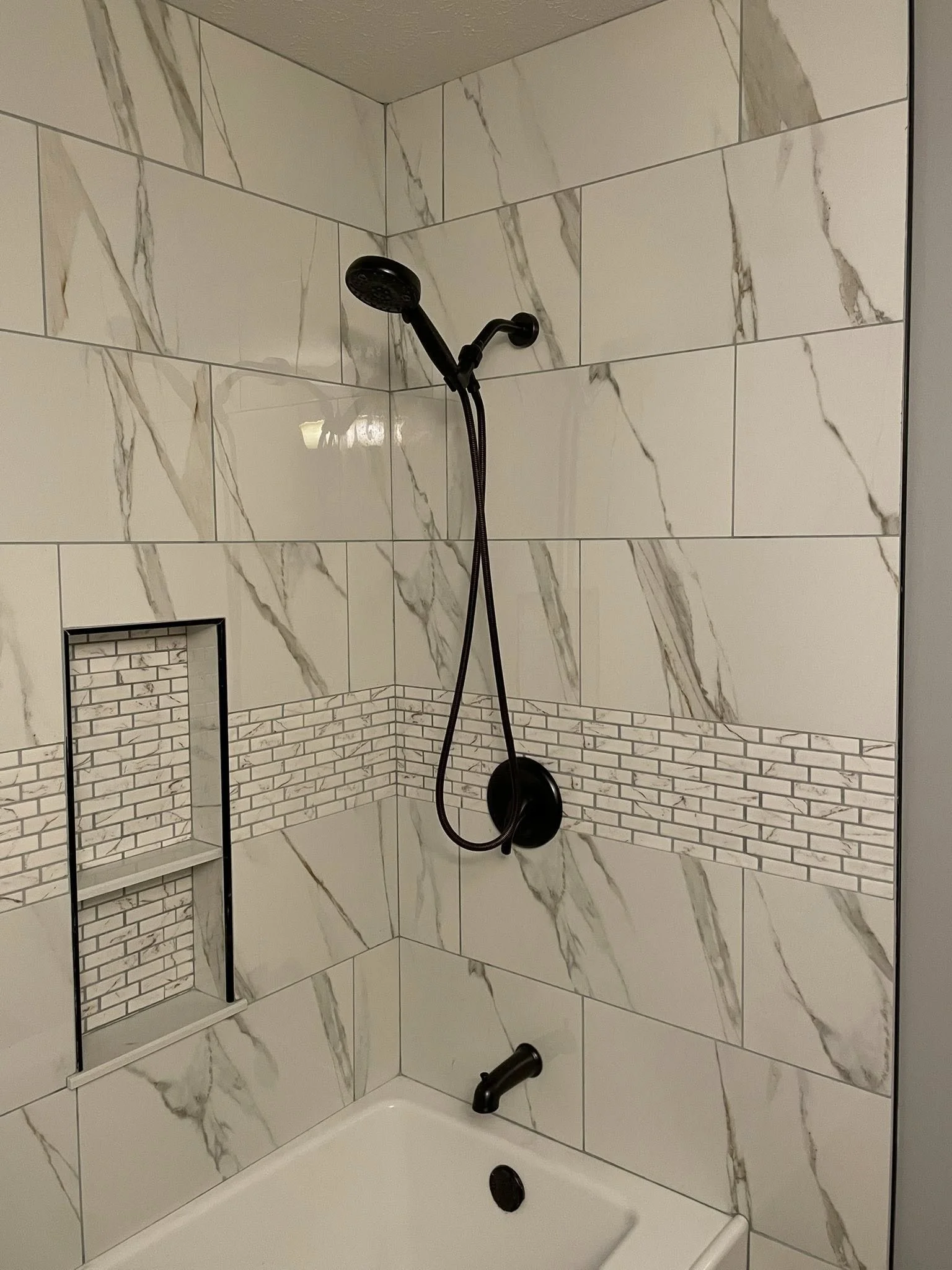 Classic Elegance - Marble Look with a Custom Mosaic Accent