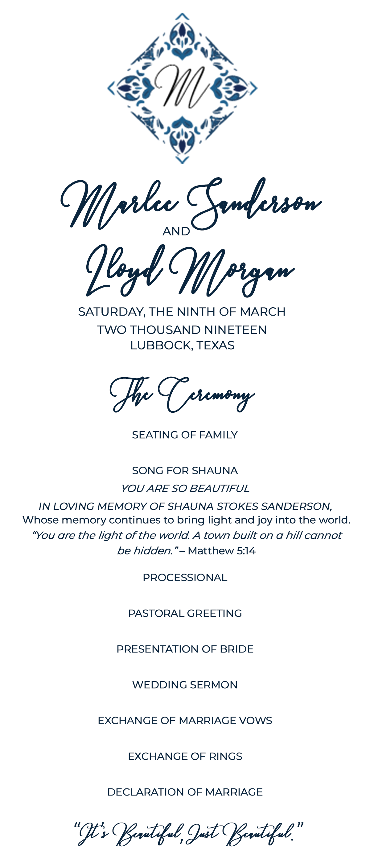 Front of Program