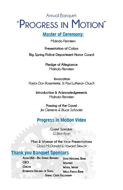 Front of event program 