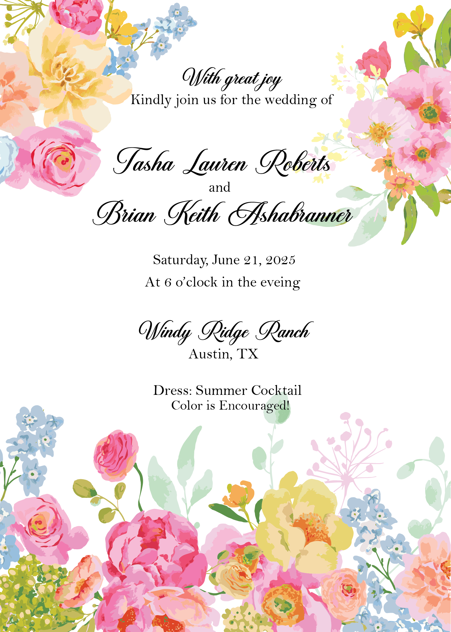 Tasha and Brian Wedding Invite