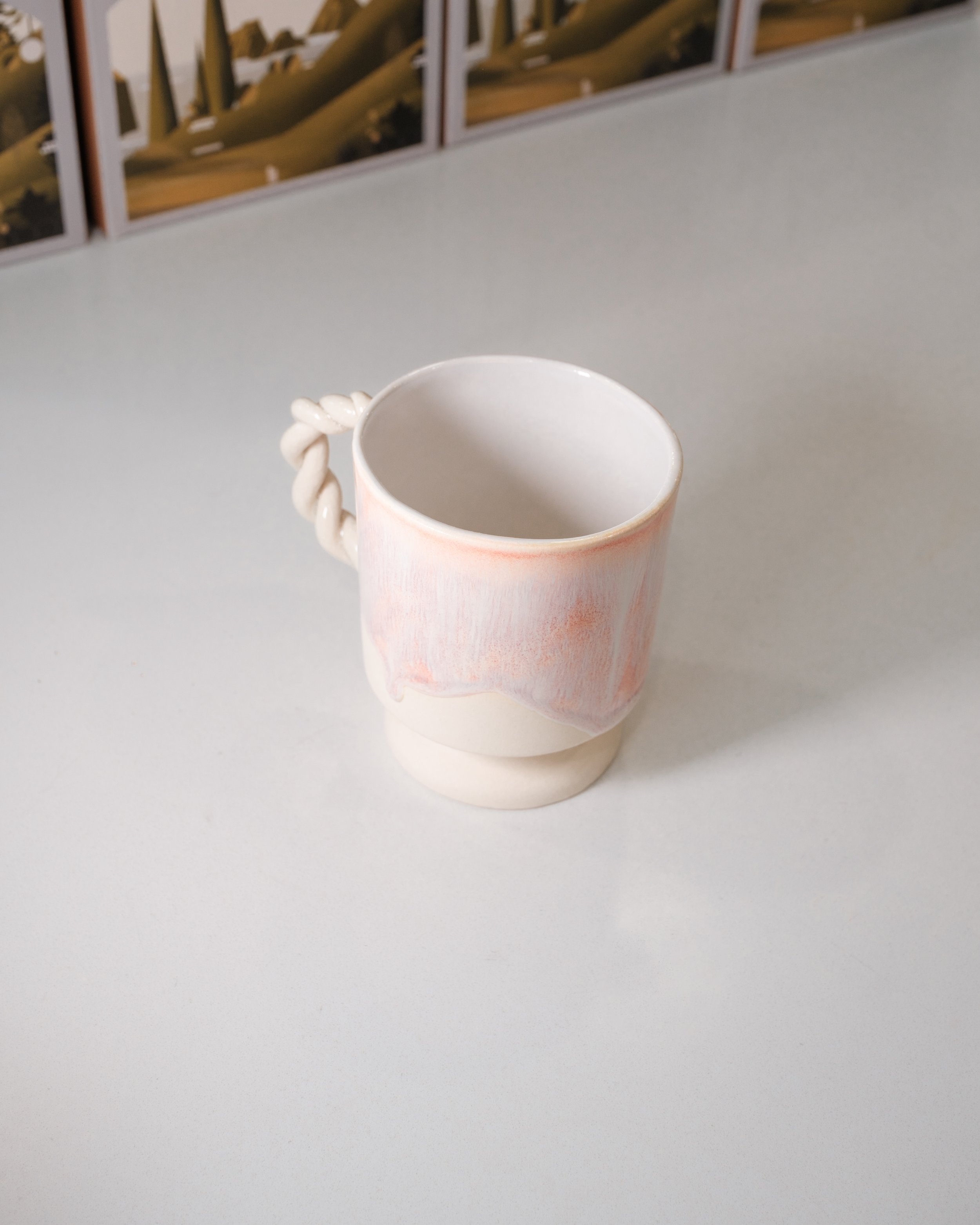 Pink Goblet Cameo Intertwined Handle