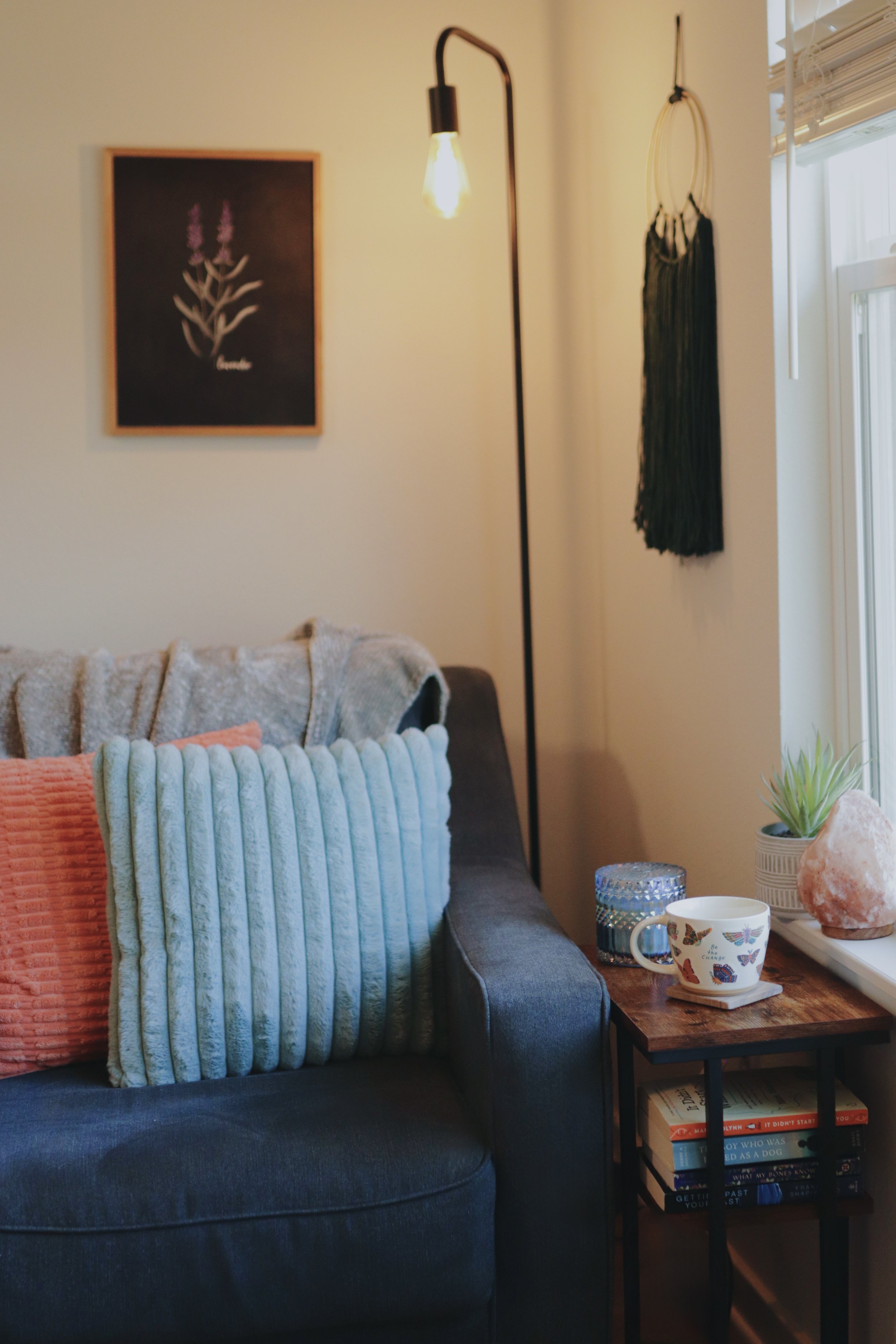 Cozy home telehealth therapy space designed for virtual counseling sessions in a calm, welcoming environment.