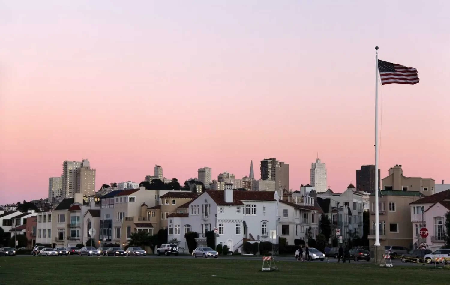 Homes along Marina Green park in the Marina District