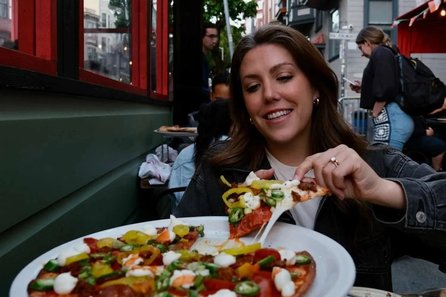 Amber Arnall at Tony's Pizza in North Beach