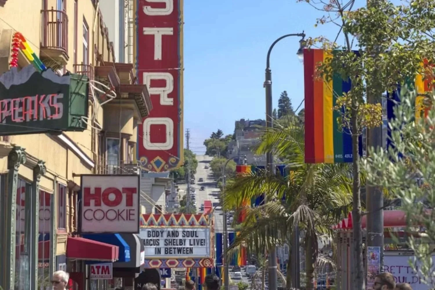 Castro Street and the Castro Theatre Sign in Eureka Valley