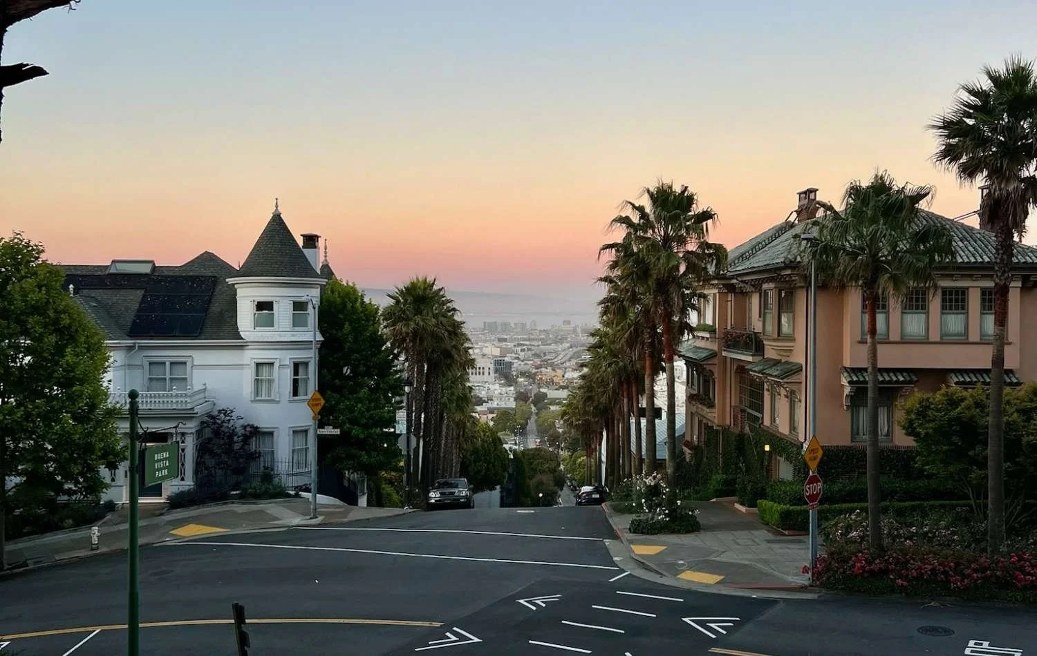 Duboce Avenue View from Buena Vista Park at Sunset