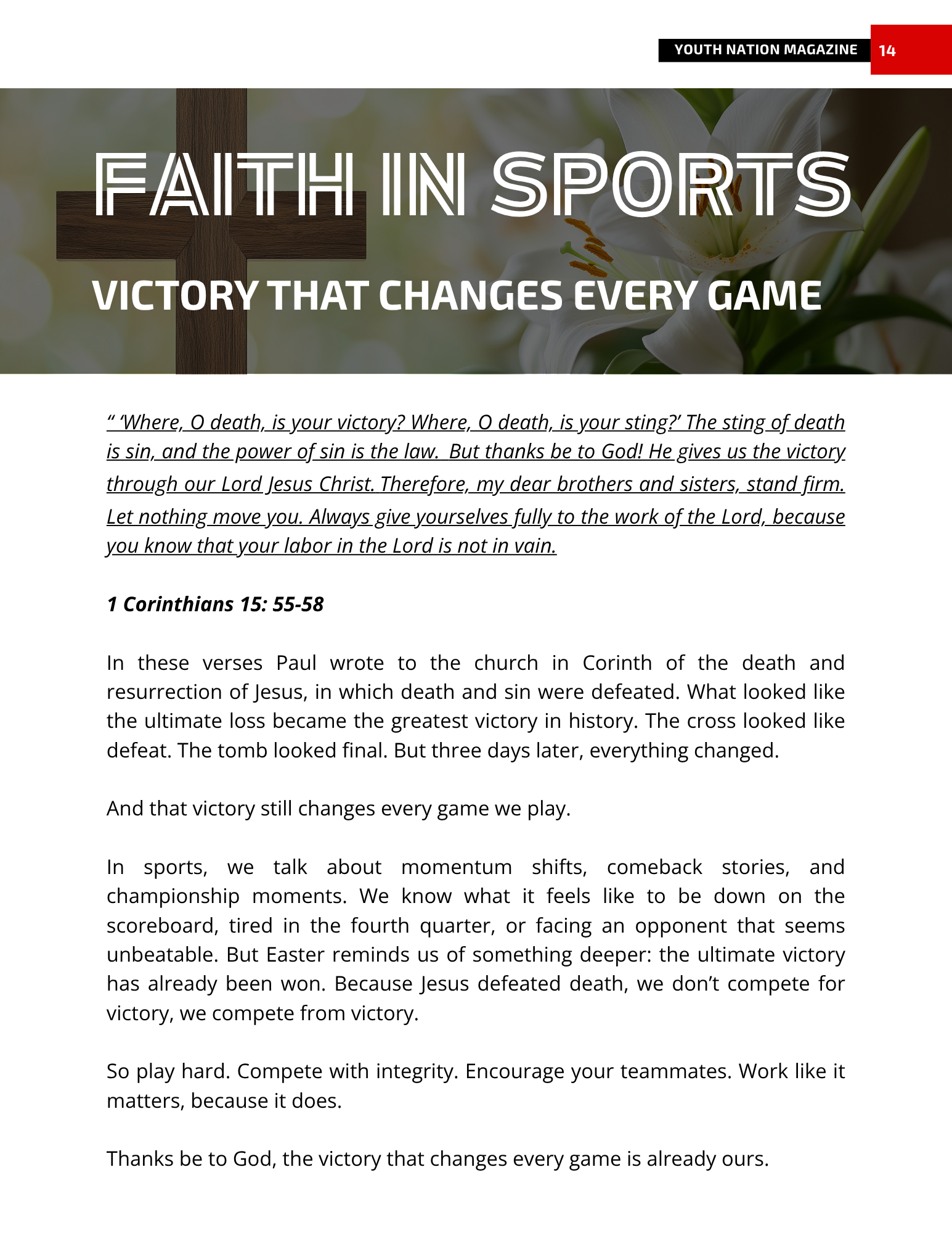 April 2026 Faith in Sports Article