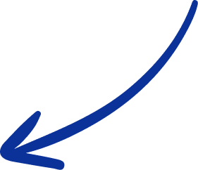 A black arrow pointing downward in a curved shape with a blue outline