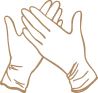 Drawing of two gloved hands.