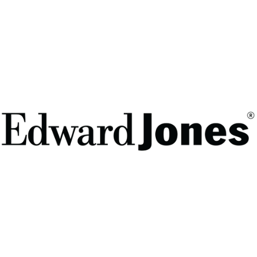 Edward Jones logo with a black symbol of a person and the company name in black text.