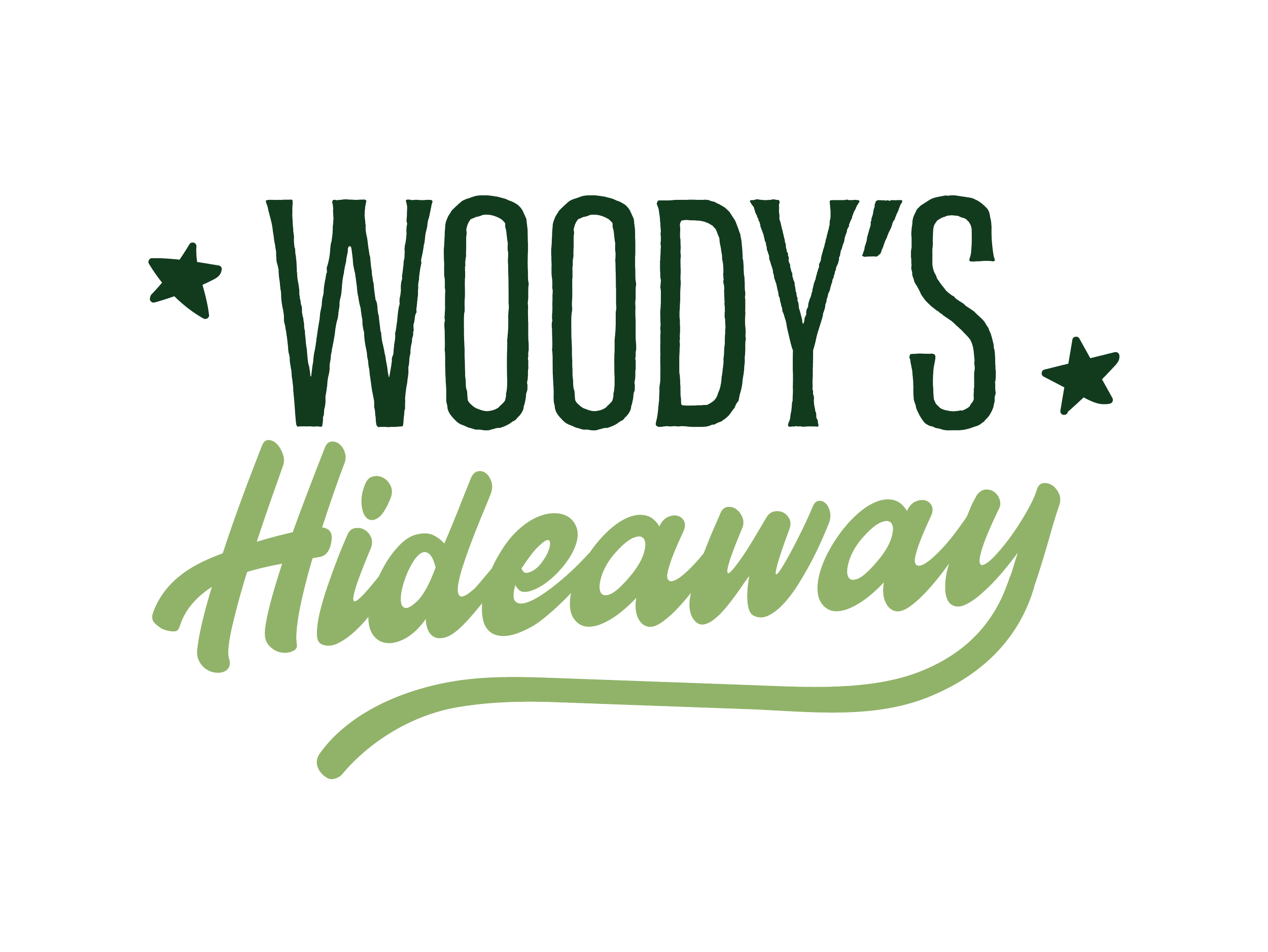 Handwritten sign reading 'WILLOW'S Hideaway' with stars and decorative lines