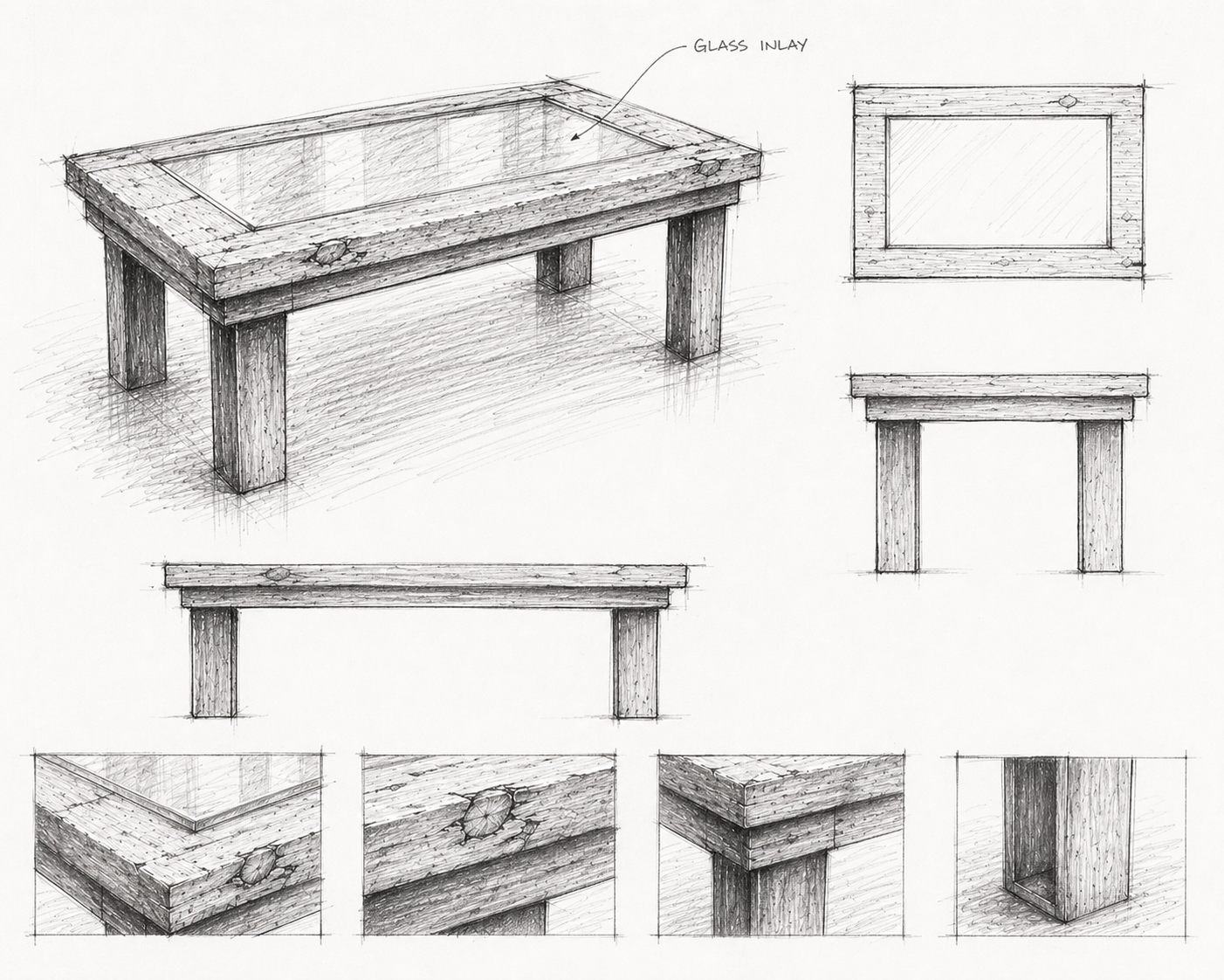  sketch of bespoke dining table for the client