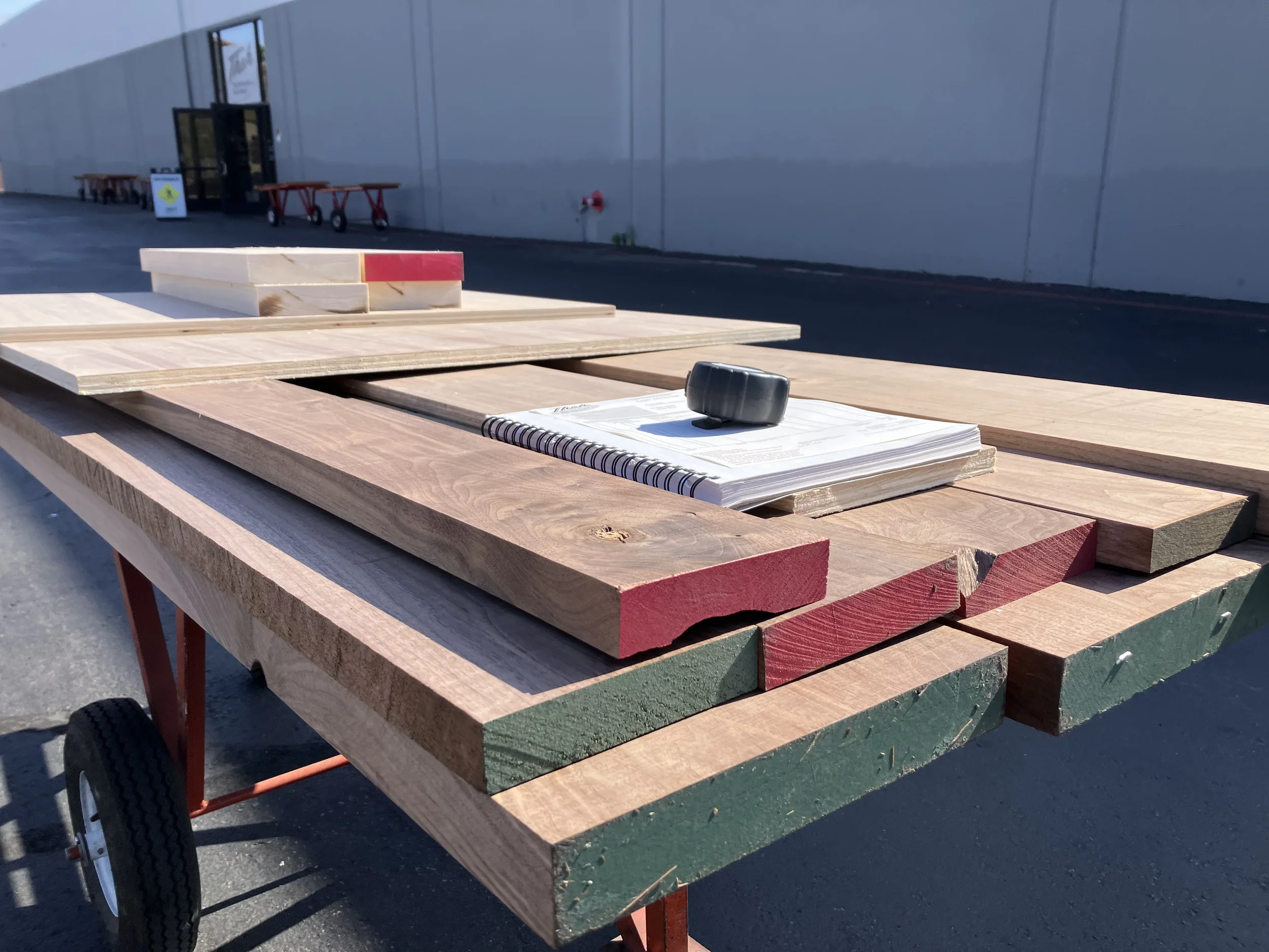 walnut hardwood selected at local hardwood supplier in San Diego