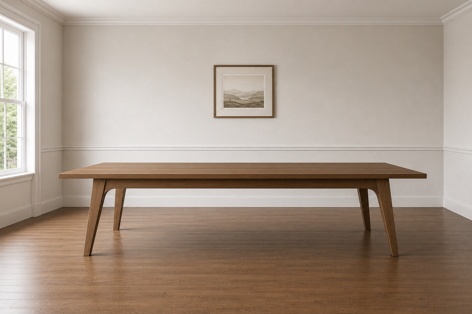 walnut dining table 3d rendering design