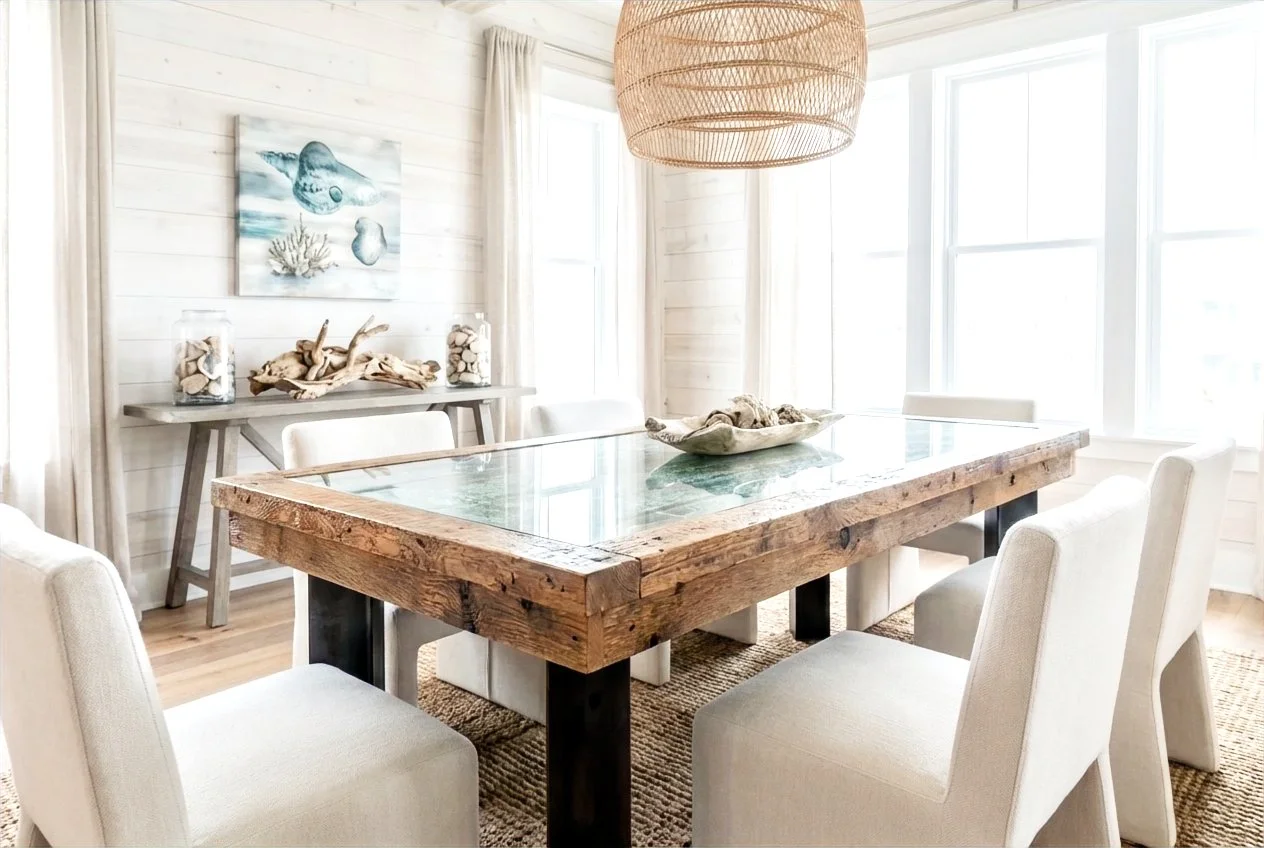 bespoke dining table in finished space