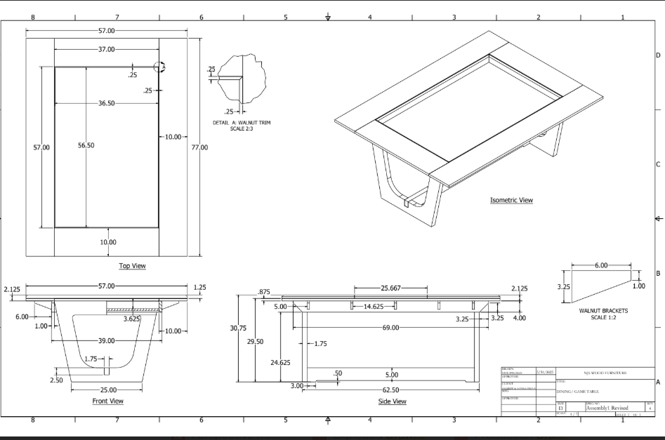 custom dining table CAD drawings
