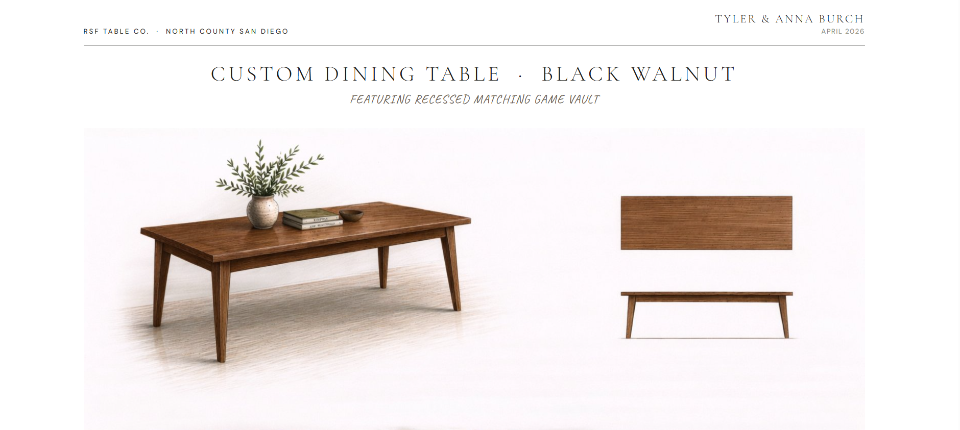 custom dining table design rendering