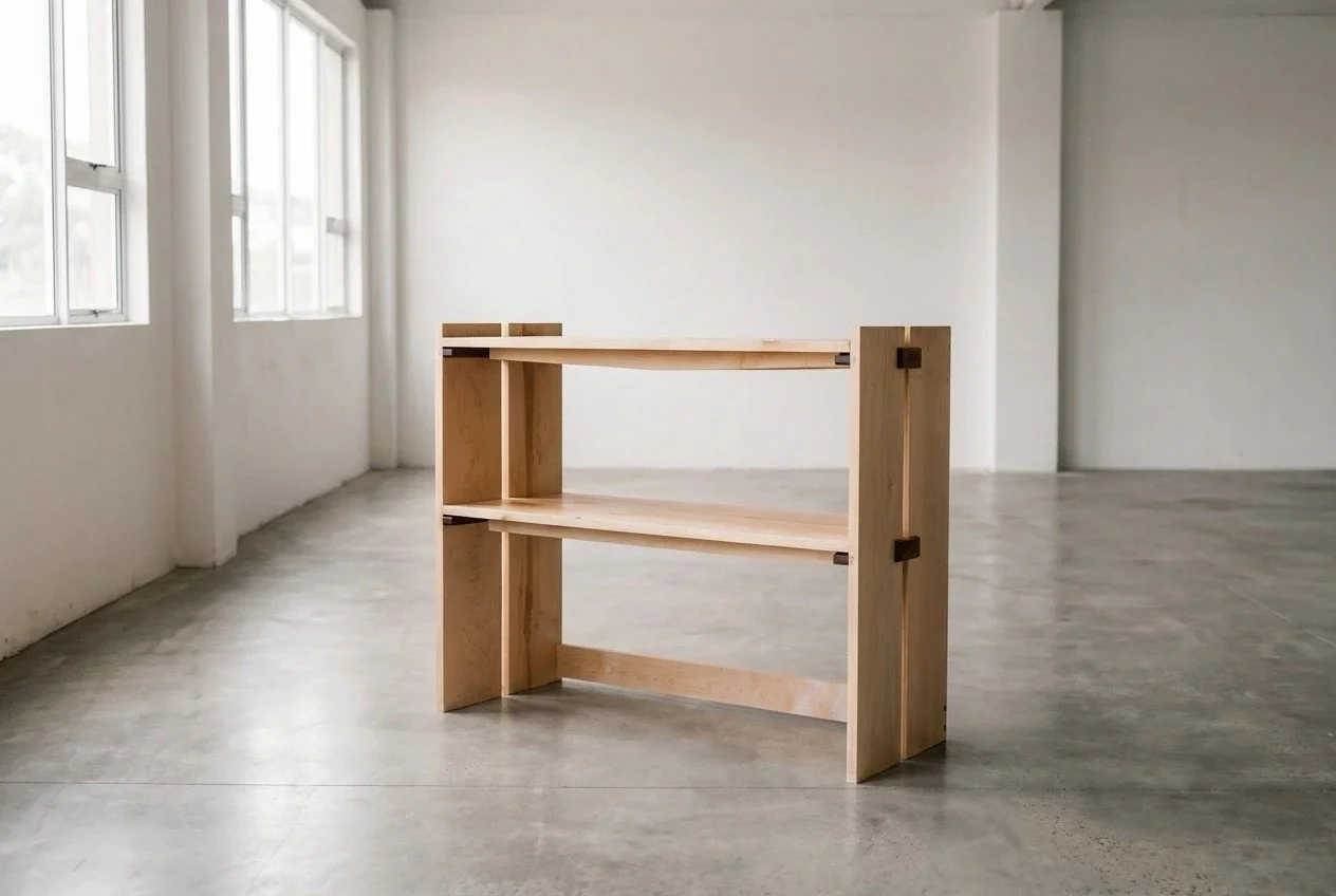 hardwood shelf in studio