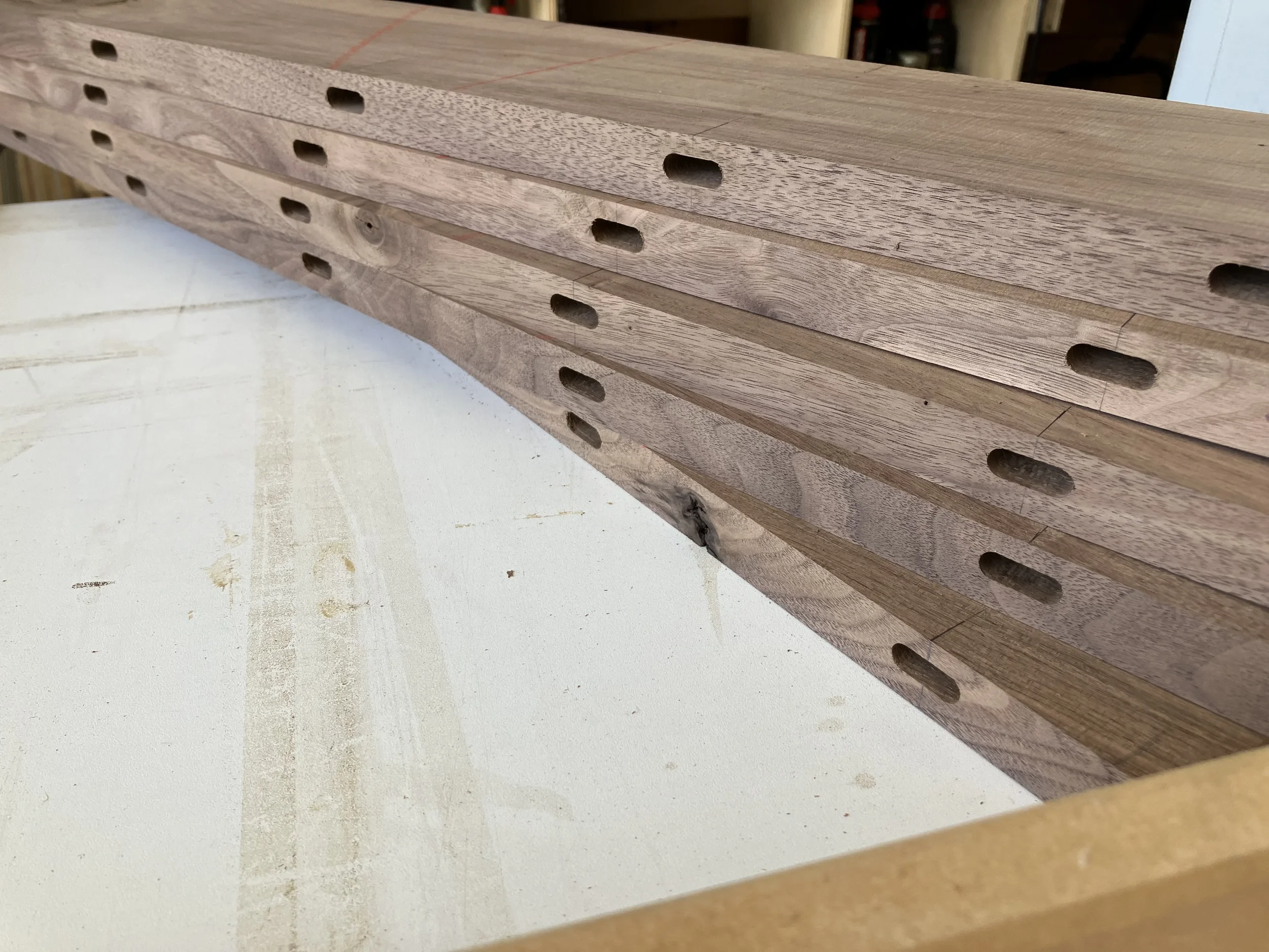 mortises for tenons for walnut hardwood panels