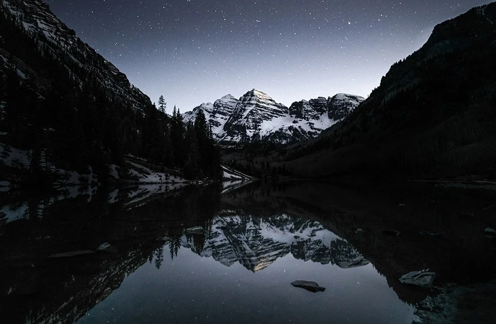 Maroon Bells after dark