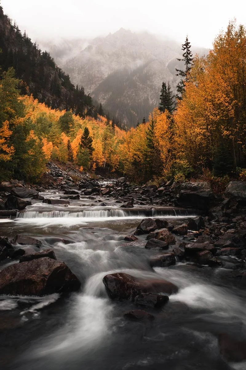 River flowing during fall in Colorado