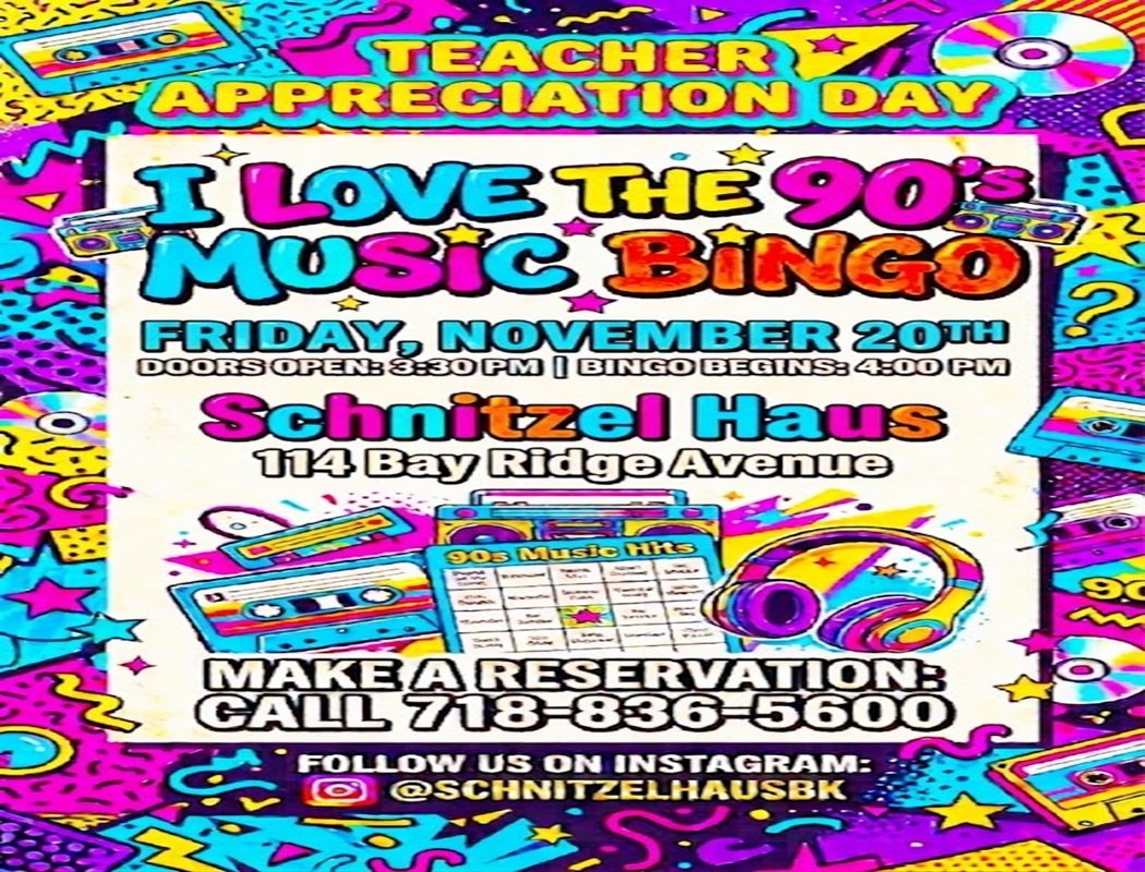 Teacher Appreciation I Love The 90's Music Bingo