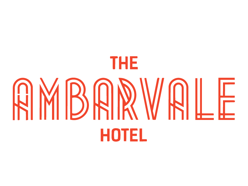 Text reading 'The Ambarvale Hotel' in red and black background.