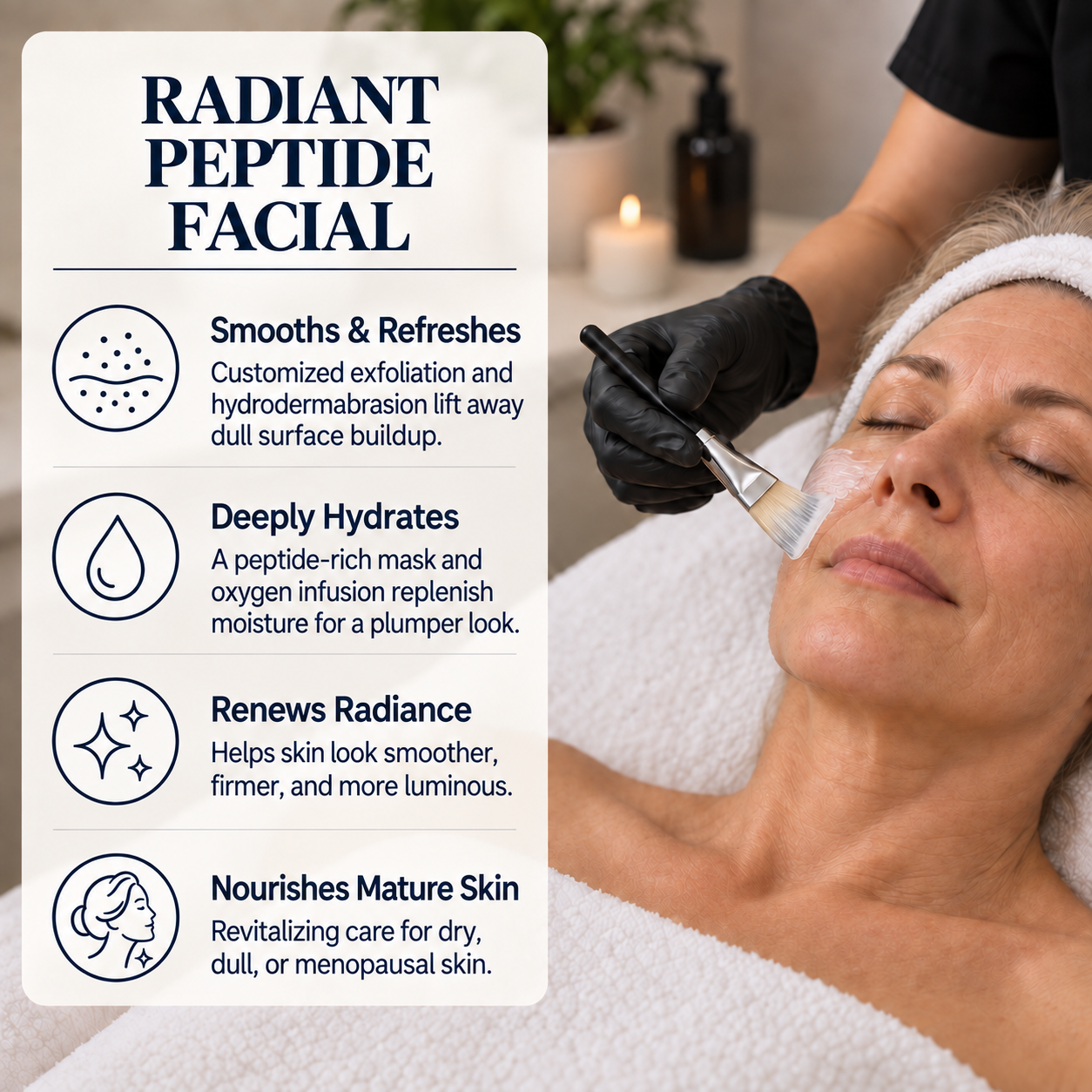 Radiant peptide anti aging facial