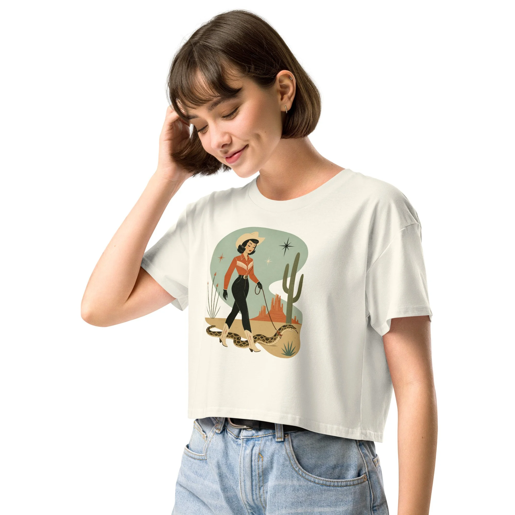 "Walking the Python" crop top