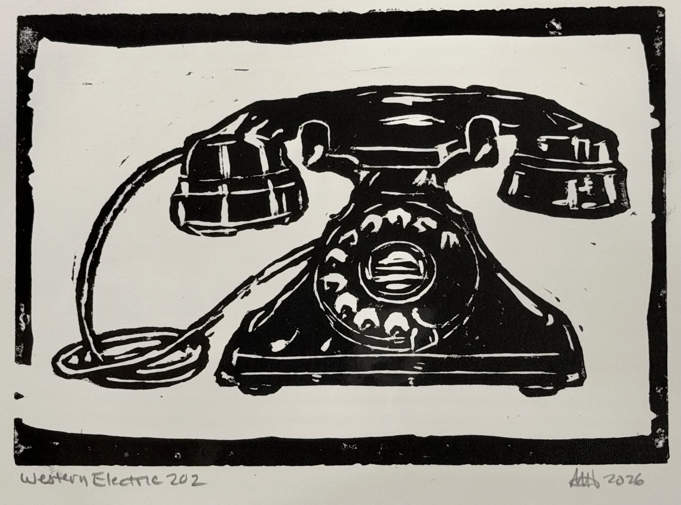 “Western Electric 202” Linocut Print