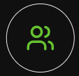 Icon depicting two swimming persons in green on a black background