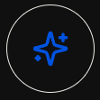 Blue sparkle icon inside a black circle