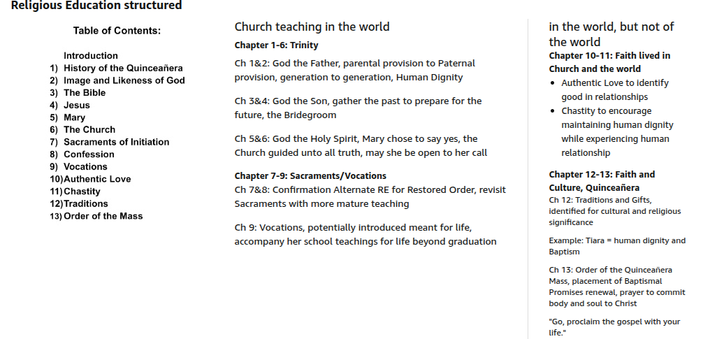 Religious Education, Catholic Quinceañera