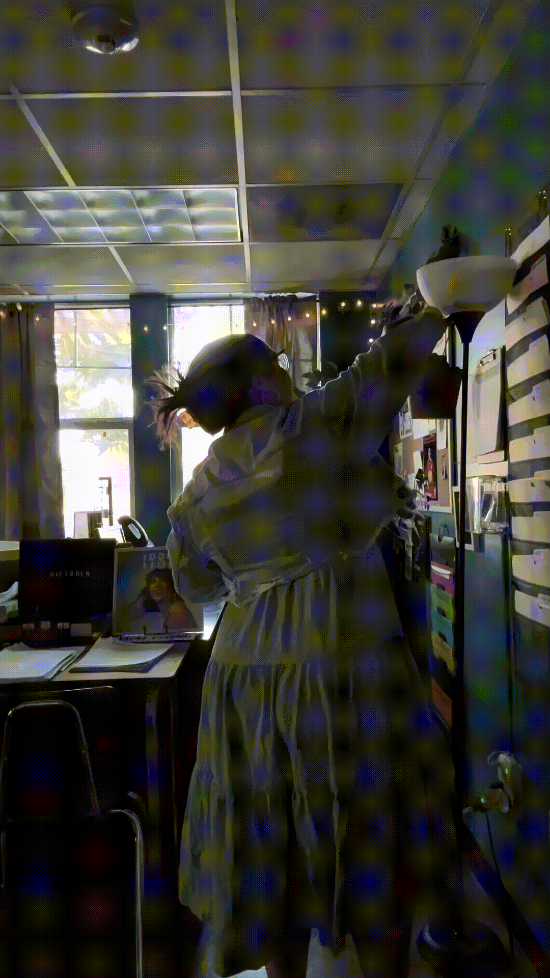 Drea from Deeply Human Teaching, turning on high school classroom lights