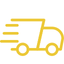 Icon of a moving truck with motion lines