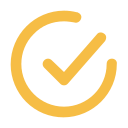 A gold checkmark inside a circle.